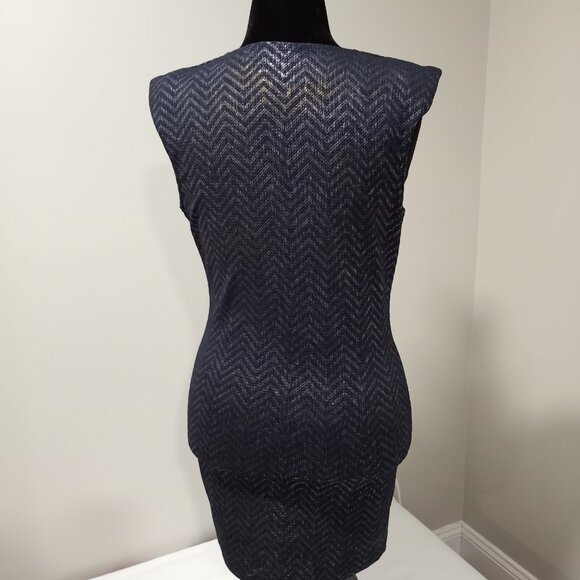 STYLE RACK BLUE/BLACK GOLD SHIMMER MINI DRESS WOMEN SIZE M - Picture 7 of 8